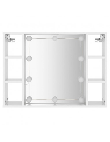 Mobile a Specchio con LED Bianco Lucido 76x15x55 cm