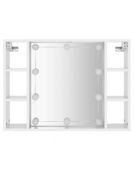 Mobile a Specchio con LED Bianco Lucido 76x15x55 cm
