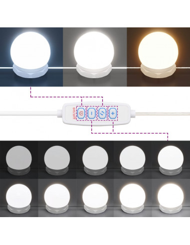 Mobile a Specchio con LED Bianco Lucido 76x15x55 cm