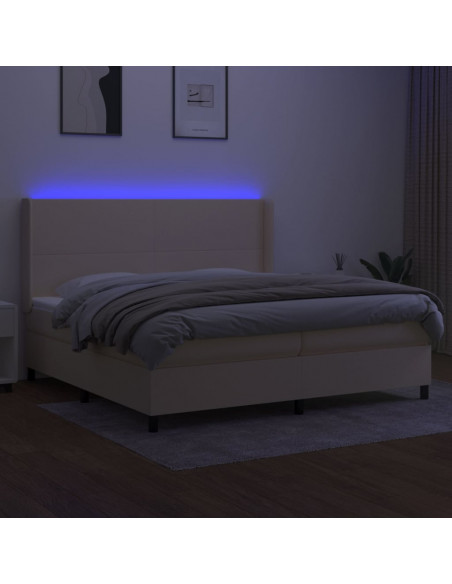Letto a Molle Materasso e LED bianco 200x200cm in Tessuto