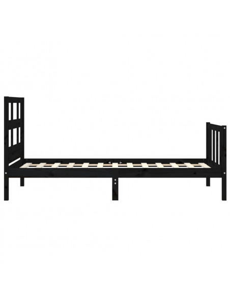 Giroletto con Testiera Nero Small Single in Legno Massello
