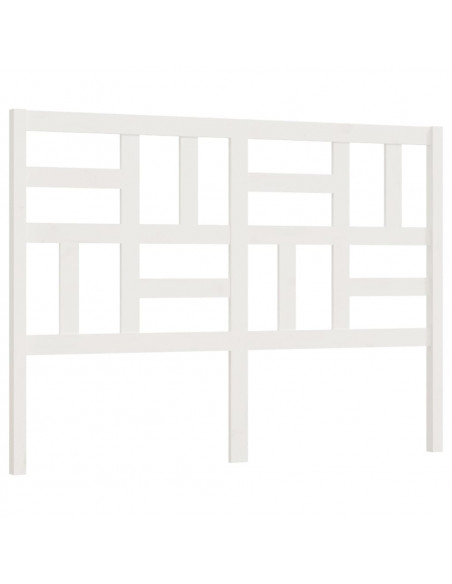 Testiera per Letto Bianca 126x4x104cm in Legno Massello di Pino