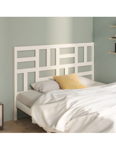 Testiera per Letto Bianca 126x4x104cm in Legno Massello di Pino