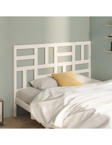 Testiera per Letto Bianca 126x4x104cm in Legno Massello di Pino
