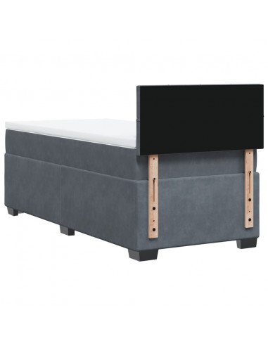 Letto a Molle con Materasso Grigio Scuro Singolo in Velluto