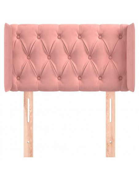 Testiera ad Orecchio Rosa 83x16x78/88 cm in Velluto