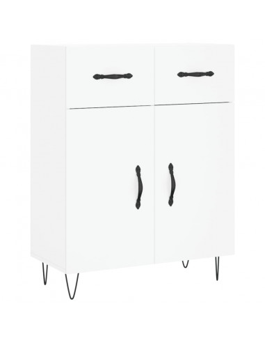 Credenza Bianca 69,5x34x180 cm in Legno Multistrato