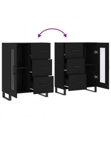 Credenza Nera 69,5x34x90 cm in Legno Multistrato