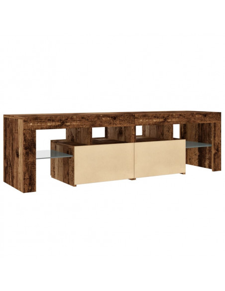 Mobile Porta TV con LED Legno Antico 140x36,5x40 cm Multistrato