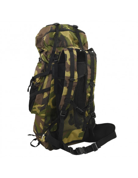 Zaino da Trekking Verde Mimetico 60 L in Tessuto Oxford