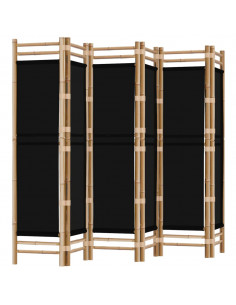 Divisorio Ambienti 6 Pannelli Pieghevole 240 cm Bambù e Tela 2