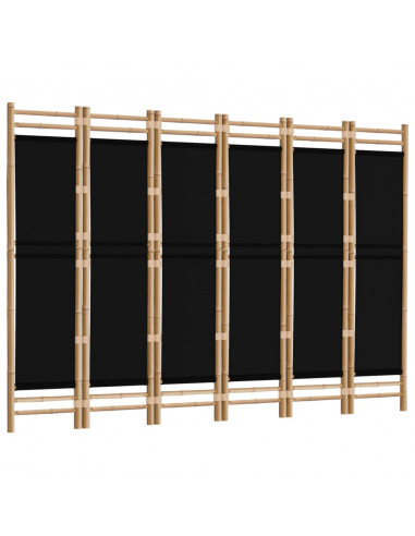 Divisorio Ambienti 6 Pannelli Pieghevole 240 cm Bambù e Tela
