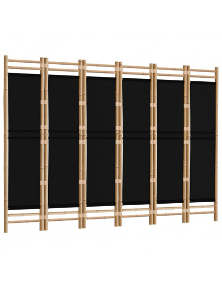 Divisorio Ambienti 6 Pannelli Pieghevole 240 cm Bambù e Tela