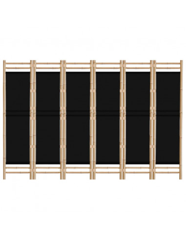 Divisorio Ambienti 6 Pannelli Pieghevole 240 cm Bambù e Tela