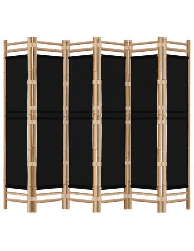 Divisorio Ambienti 6 Pannelli Pieghevole 240 cm Bambù e Tela