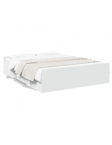 Giroletto con Cassetti Bianco 140x200 cm in Legno Multistrato