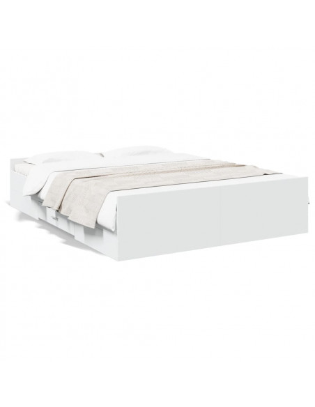 Giroletto con Cassetti Bianco 140x200 cm in Legno Multistrato