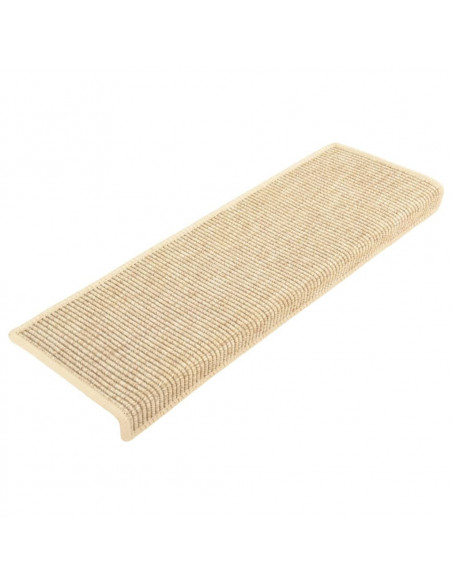 Tappeti Adesivi Scale Aspetto Sisal 15pz 65x21x4cm Beige Chiaro