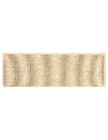 Tappeti Adesivi Scale Aspetto Sisal 15pz 65x21x4cm Beige Chiaro