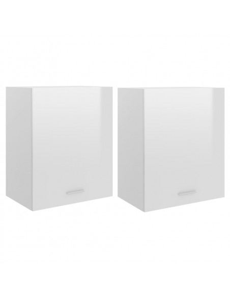 Mobili Pensili 2pz Bianco Lucido 50x31x60 cm Legno Multistrato