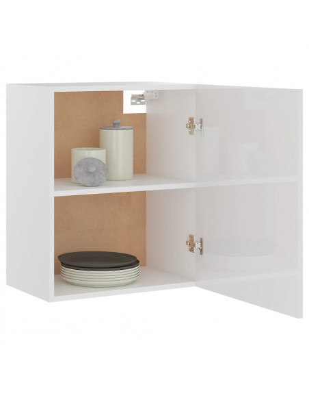 Mobili Pensili 2pz Bianco Lucido 50x31x60 cm Legno Multistrato