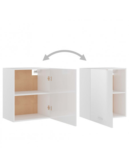 Mobili Pensili 2pz Bianco Lucido 50x31x60 cm Legno Multistrato