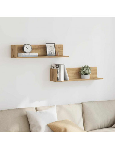 Mensole da Parete 2 pz Artigianale 75x16,5x16,5cm in Truciolato