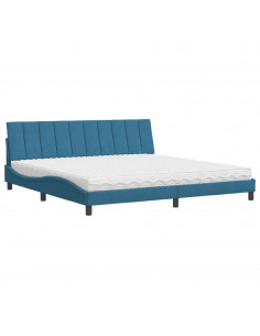 Letto con Materasso Blu 200x200 cm Velluto 2