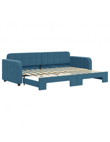 Divano Letto con Letto Estraibile Blu 80x200 cm in Velluto