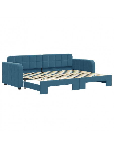 Divano Letto con Letto Estraibile Blu 80x200 cm in Velluto