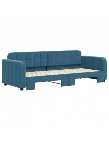 Divano Letto con Letto Estraibile Blu 80x200 cm in Velluto