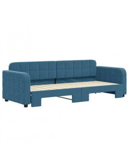 Divano Letto con Letto Estraibile Blu 80x200 cm in Velluto