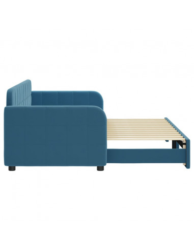 Divano Letto con Letto Estraibile Blu 80x200 cm in Velluto