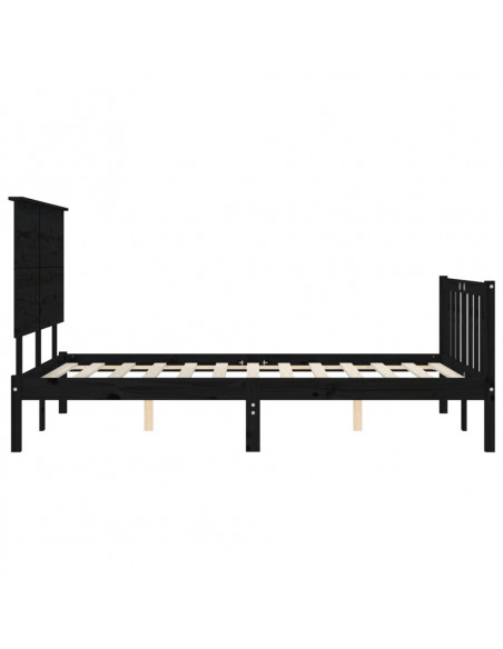 Giroletto con Testiera Nero 200x200 cm in Legno Massello