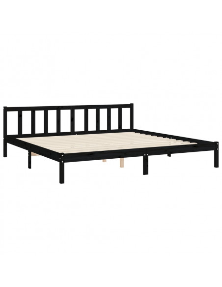 Giroletto con Testiera Nero 200x200 cm in Legno Massello