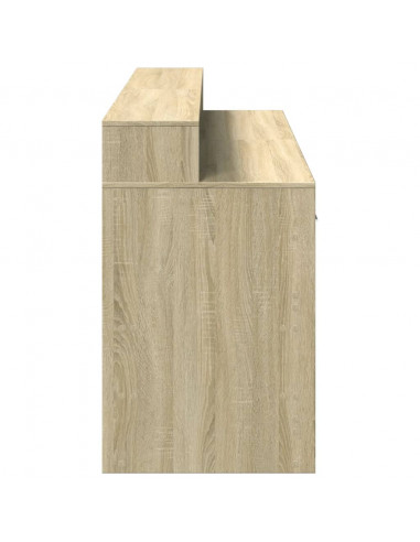 Scrivania con Luci LED Rovere Sonoma 160x55x91cm in Multistrato