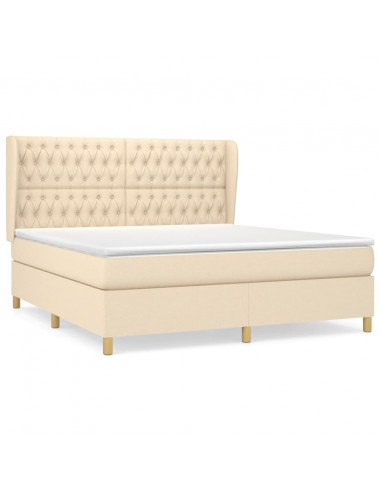 Giroletto a Molle con Materasso Crema 180x200 cm in Tessuto