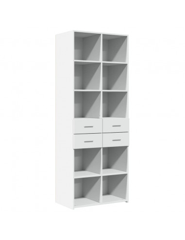 Credenza Bianca 70x42,5x185 cm in Legno Multistrato