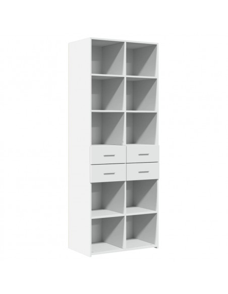 Credenza Bianca 70x42,5x185 cm in Legno Multistrato