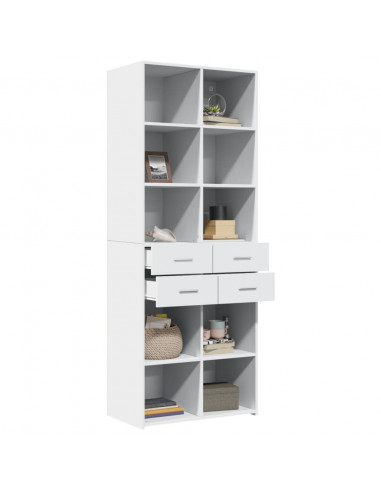 Credenza Bianca 70x42,5x185 cm in Legno Multistrato