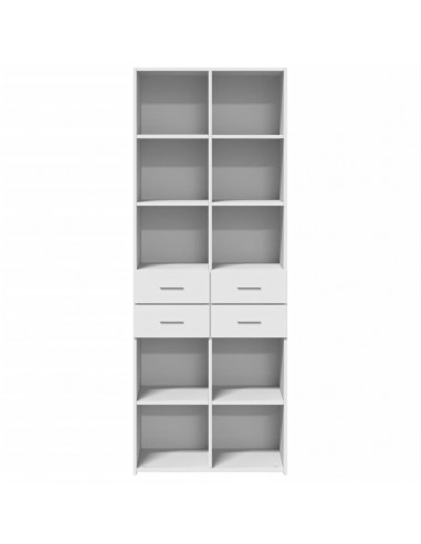 Credenza Bianca 70x42,5x185 cm in Legno Multistrato