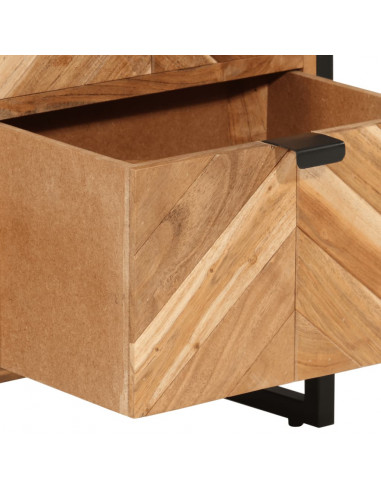 Mobile da Bagno 40x30x100 cm Legno Massello di Acacia e Ferro