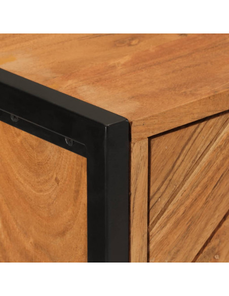 Mobile da Bagno 40x30x100 cm Legno Massello di Acacia e Ferro