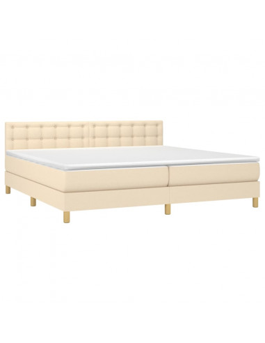 Letto a Molle Materasso e LED bianco 200x200cm in Tessuto