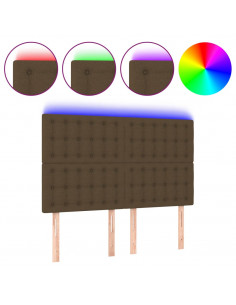 Testiera a LED Marrone Scuro 144x5x118/128 cm in Tessuto 2
