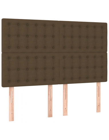 Testiera a LED Marrone Scuro 144x5x118/128 cm in Tessuto