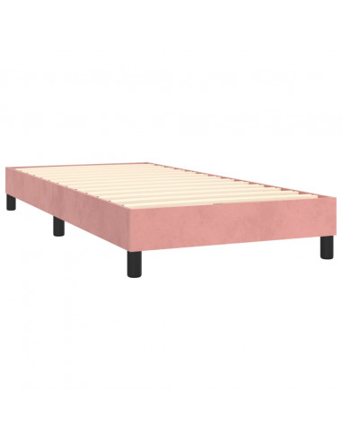 Letto a Molle con Materasso e LED Rosa 90x190 cm in Velluto