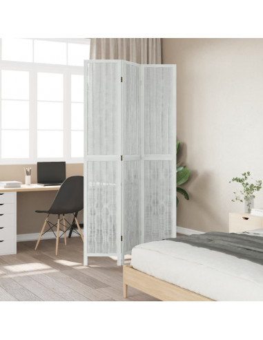 Divisorio Ambienti 3Pannelli Bianco Legno Massello di Paulownia