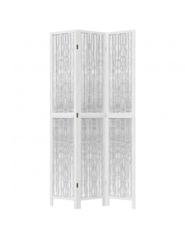 Divisorio Ambienti 3Pannelli Bianco Legno Massello di Paulownia