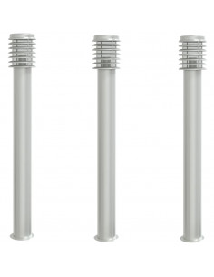 Lampade da Terra per Esterni 3 pz Argento 110cm in Acciaio Inox 2